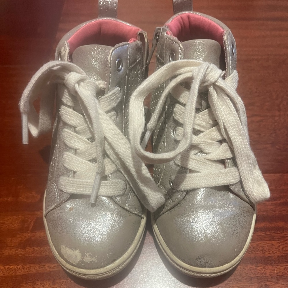 Kids Silver High-Top Sneakers